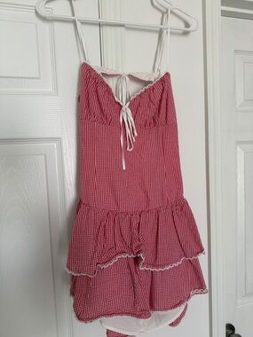 Mod on Trend - Red Gingham Mini Sundress with White Trim